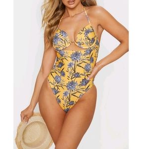 PLT Yellow Floral Underwired Swimsuit